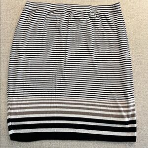 Max Studio Black, White & Taupe Striped Knit Pencil Skirt